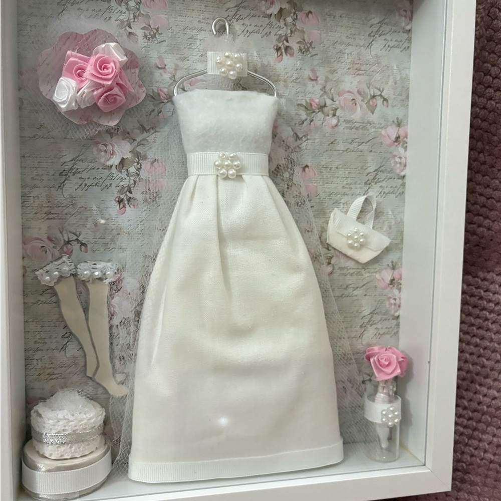 Elegant White Dress Shadow Box